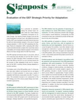 GEF Strategic Priority Adaptation 2010 Signpost